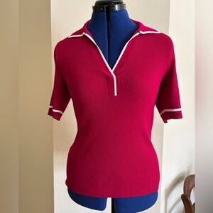 Carlisle Red Short sleeve polo knit top